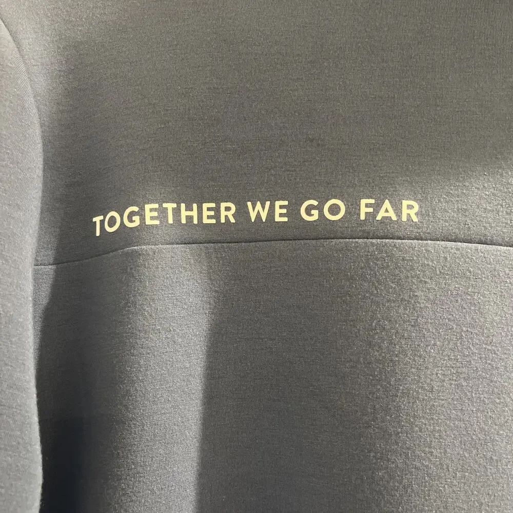 Peloton Hoodie Satin Paneled Hoodie Blue Medium - Unisex Together We Go Far - Picture 5 of 10